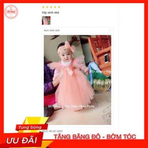 Đầm công chúa cho bé hồng cam cánh tiên