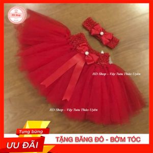 Chân váy tutu mầu đỏ cho bé gái