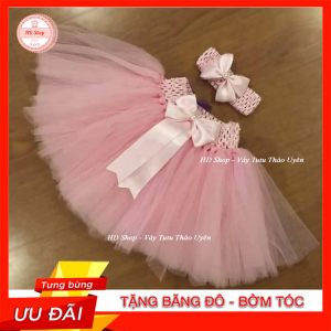 Chân váy tutu mầu hồng phấn cho bé gái