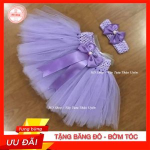 Chân váy tutu mầu tím cà cho bé gái