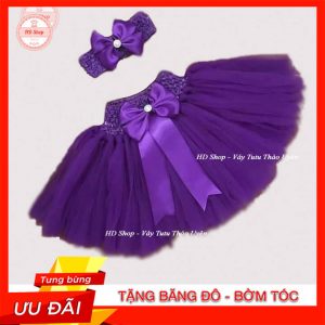 Chân váy tutu mầu tím huế cho bé gái