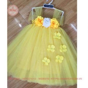 Váy tutu cho bé vàng hoa hồng trắng vàng 5b