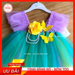 Đầm Bé Gái 3 Tầng Tím Cho Bé Gái