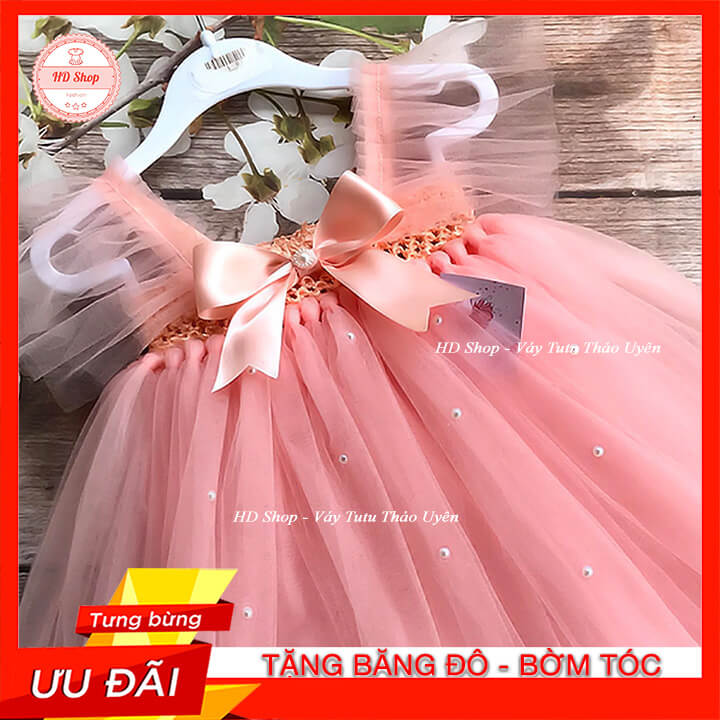 Đầm công chúa cho bé hồng cam cánh tiên - HD Shop
