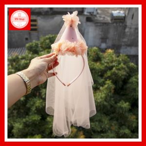 Mũ Sinh Nhật Công Chúa Hồng Cam – Phụ Kiện Chụp Hình Đáng Yêu Cho Bé Gái