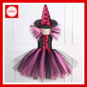 VÁY PHÙ THỦY HỒNG ĐEN – HÓA THÂN ĐÁNG YÊU CHO BÉ GÁI