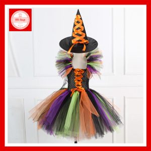 VÁY PHÙ THỦY NHIỀU MÀU – HÓA TRANG HALLOWEEN ĐỘC ĐÁO CHO BÉ