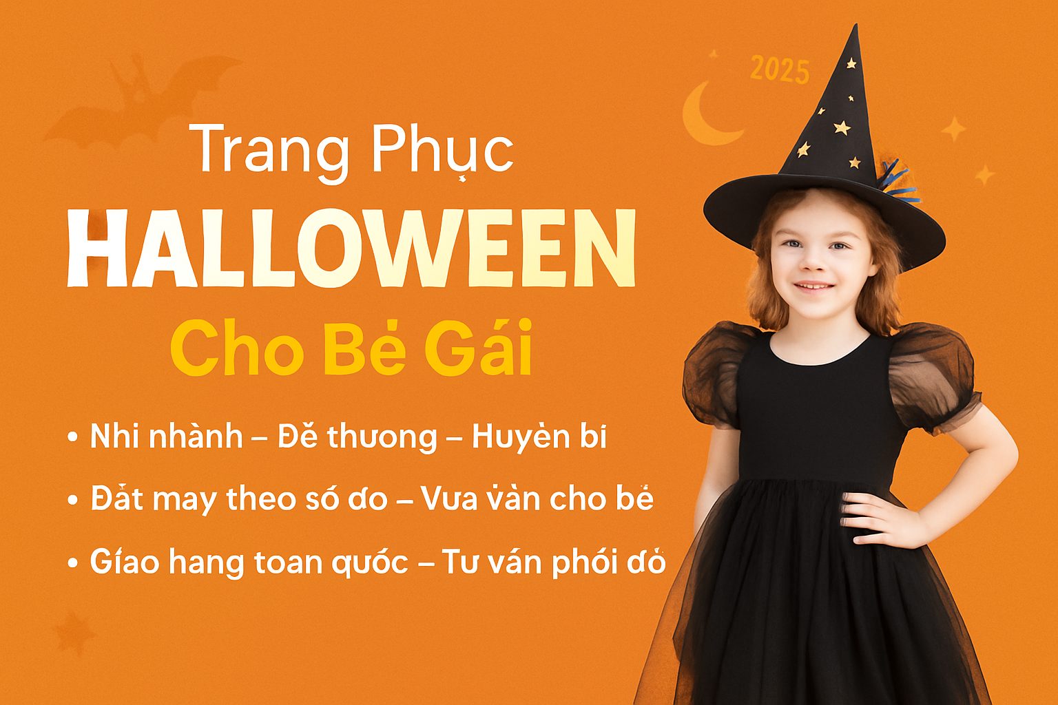 Trang Phục Halloween Cho Bé Gái | Váy & Phụ Kiện Hóa Trang Siêu Dễ Thương 2025