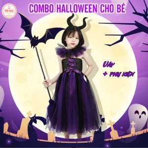 Combo Váy Halloween Phù Thủy Cho Bé – Hóa Trang Ấn Tượng 2025